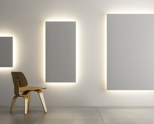 Pannelli fonoassorbenti design decorativi - LvB QUARTETTO a parete rettangolare con illuminazione