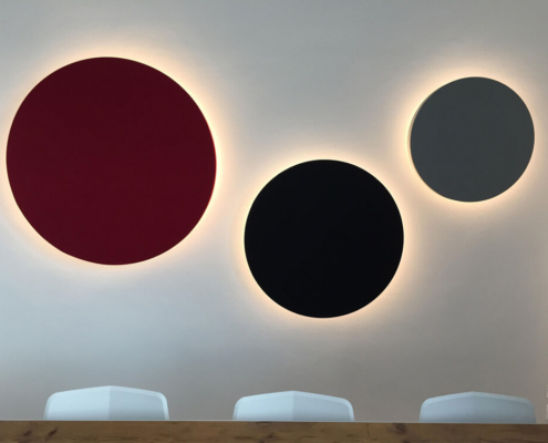 pannelli acustici con illuminazione colorati
