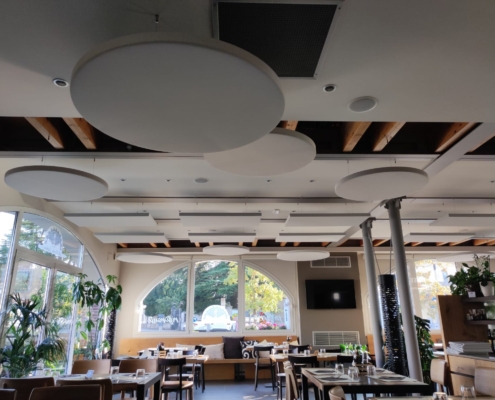 Pannelli Melodia e Quartetto a soffitto - pizzeria - Pizzeria Antica Segheria